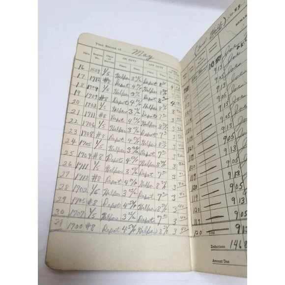 Vintage 1943 Enginemen's Time Book Brotherhood of Locomotive Firemen & Enginemen - Picture 6 of 12